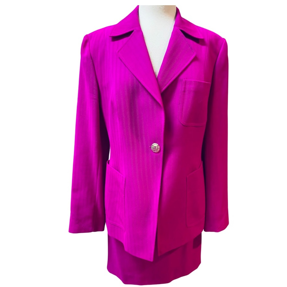 BAZAR by Christian LaCroix France Magenta 2ps Jacket Skirt Dressy Suit 44/12
